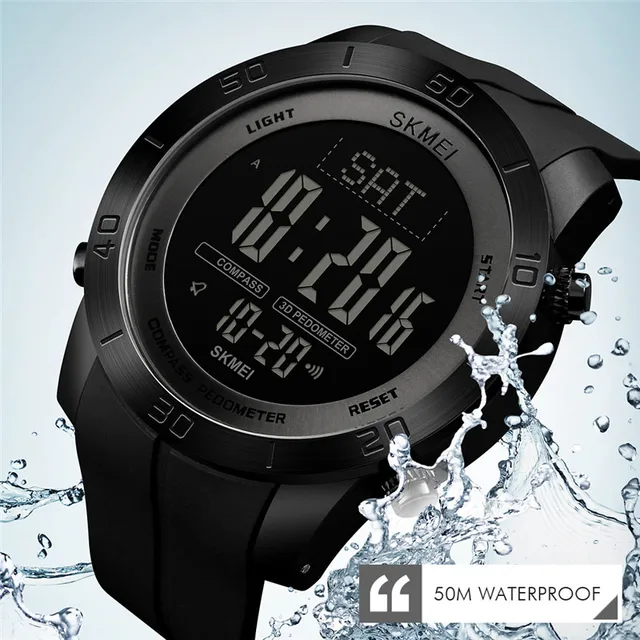 SKMEI Compass Sports Watches Dual Time Metronome Calorie Pedometer Digital Watch Fashion Men Electronic Clock Relogio Masculino