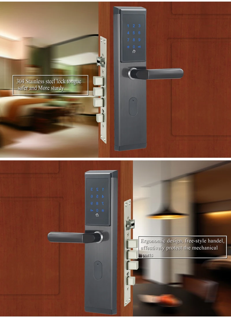 Digital Keyless 13.56mhz Key Card Touch Screen Smart  Electronic Digital Password Lock Combination Door Lock