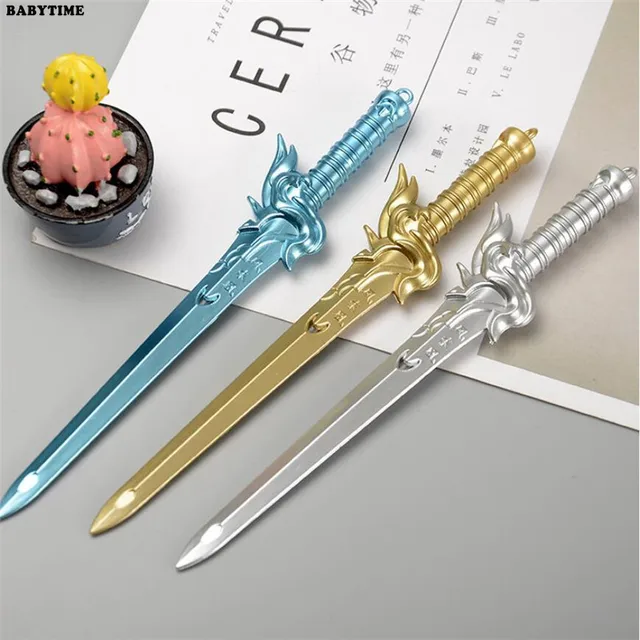 3PCS 0.38mm Weapons Sword Gel Pen Black Carbon Ink Office Signing Pen Kawaii School Supplies