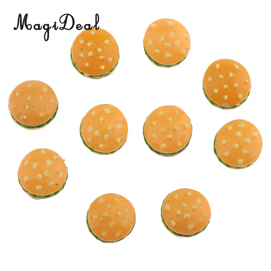 10Pcs/Lot Resin 1/12 Scale Hamburgers Bakery Dollhouse Miniature Store Breakfast Fast Food Kitchen Decor Children Toys 1.5cm