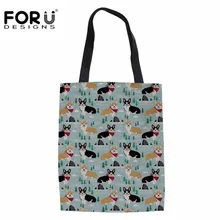 FORUDESIGNS/женские холщовые хозяйственные сумки DIY корги собаки 3D картины сумки для девочек Экологичные дамские сумки для отдыха пляжные повседневные сумки