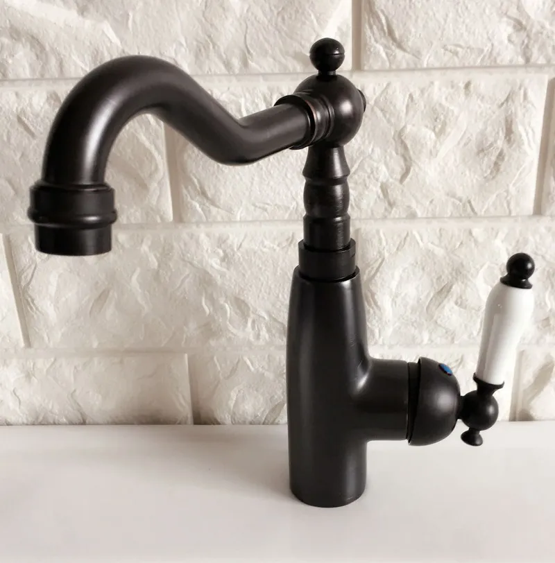 Swivel Spout Water Tap Oil Rubbed Black Bronze Single Handle Single Hole Kitchen Sink & Bathroom Faucet Basin Mixer Tap anf373