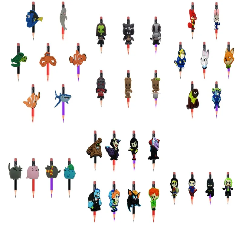 

100pcs/set Cute Cat Heroes Finding Nemo Cartoon PVC Pencil Toppers/Caps Pen's Accessories Children's Craft Kid Gift Party Favors