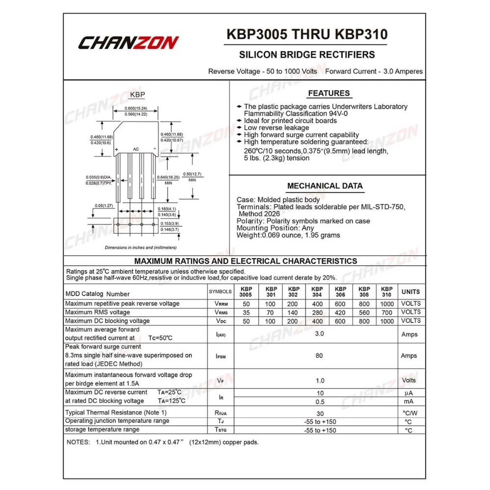 20 Pcs Bridge Rectifier Diode KBP310 3A 1000V KBP-4 SIP-4 Single Phase Full Wave 3 Amp 1000 Volt KBP 310 Silicon diode bridge rectifier rectifier diodes electrical rectifier diodes