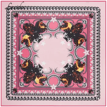 

Luxury Retro Twill Women Animal Print Scarf New Red Butterfly Bandana Satin Foulard Femme Joker Lady 100% Silk Square Scarves