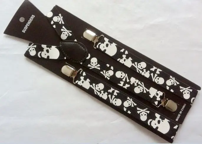 Эластичные подтяжки с широкими регулируемыми клипсами 2 5 см принтом черепа для