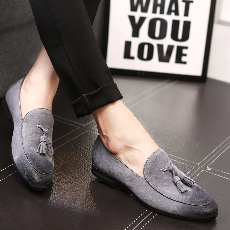 New Spring Plus Size Genuine Leather Men Shoes Comfortable Mens Loafers Slip On Low Flat Driving Retro Tassel Men's | Обувь