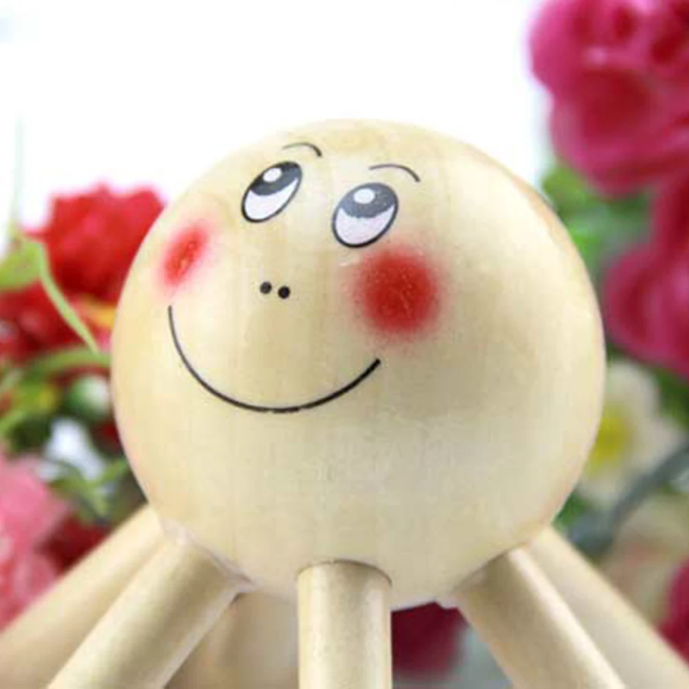 Деревянный мини массажер Smiley Face для шести ног портативный антицеллюлитный ролик