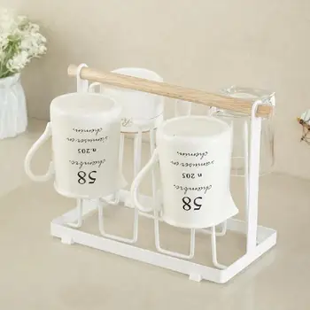 

AsyPets Kitchen Wooden Storage Rack Draining Rack Kitchen Stylish Cup Holder -40