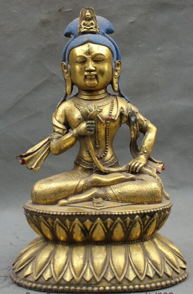 

JP S61 11" Chinese Buddhism Bronze Gilt Seat lotus Kwan-yin Guan Yin Goddess Statue
