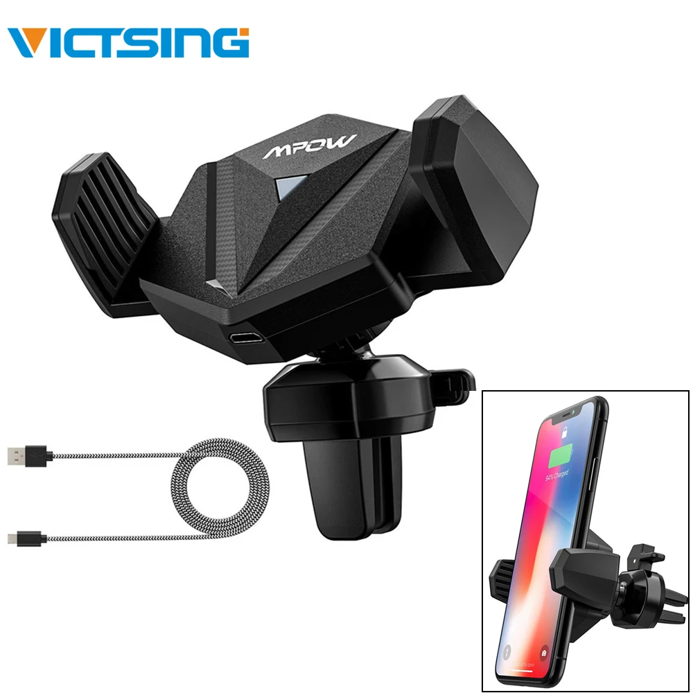 VicTsing Wireless Car Charger Mount Air Vent Car Mount Holder Wireless Supports 10W 7.5W 5W Fast Wireless Charging for Phone    