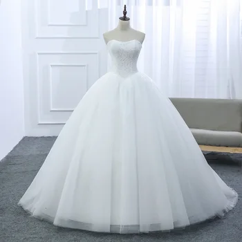

Holievery Court Train Wedding Dresses 2019 Sweetheart Lace Tulle Ball Gown Wedding Dress White Ivory Mariage Gowns