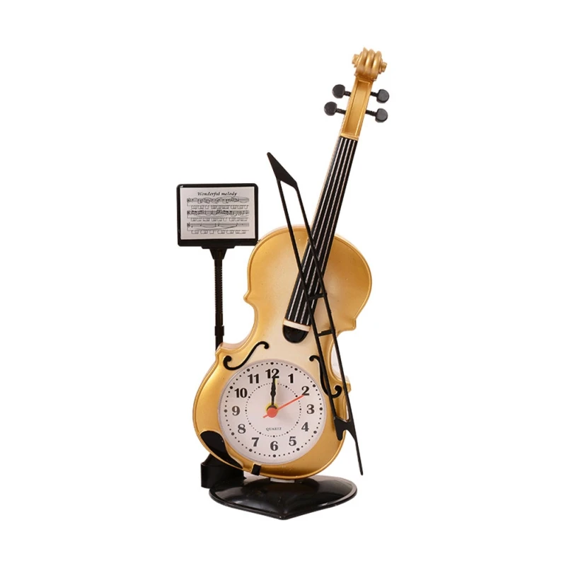 

Car Interior Accessories Violin Alarm Clock Instrumental Style Desktop Clock Living Room Plastic Decoration Student Desk Clock