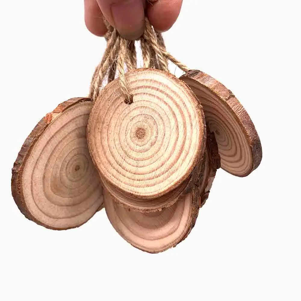 

10 Pcs 5-7cm Wood Slices Diy Craft Birthday Party Table Tree Bark Log Discs for DIY Crafts Wedding Party Painting Decoration