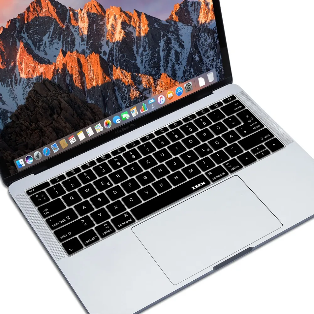 XSKN German Notebook Keyboard Skin Cover for Macbook 12 A1534 & for 2016 New Macbook 13 inch A1708 (Flat Keys, No Touch Bar) 
