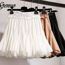 Новые белые черные шифоновые летние шорты юбка женская Мода Корейская Высокая талия пачка плиссированная мини солнце школьная юбка женская