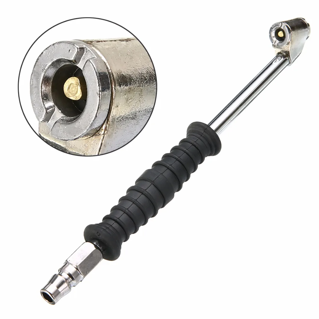 Treyues 1pc Universal Motorcycle Dual Head Long Reach Tire Air Chuck Inflator Metal For Car Auto Bicycle