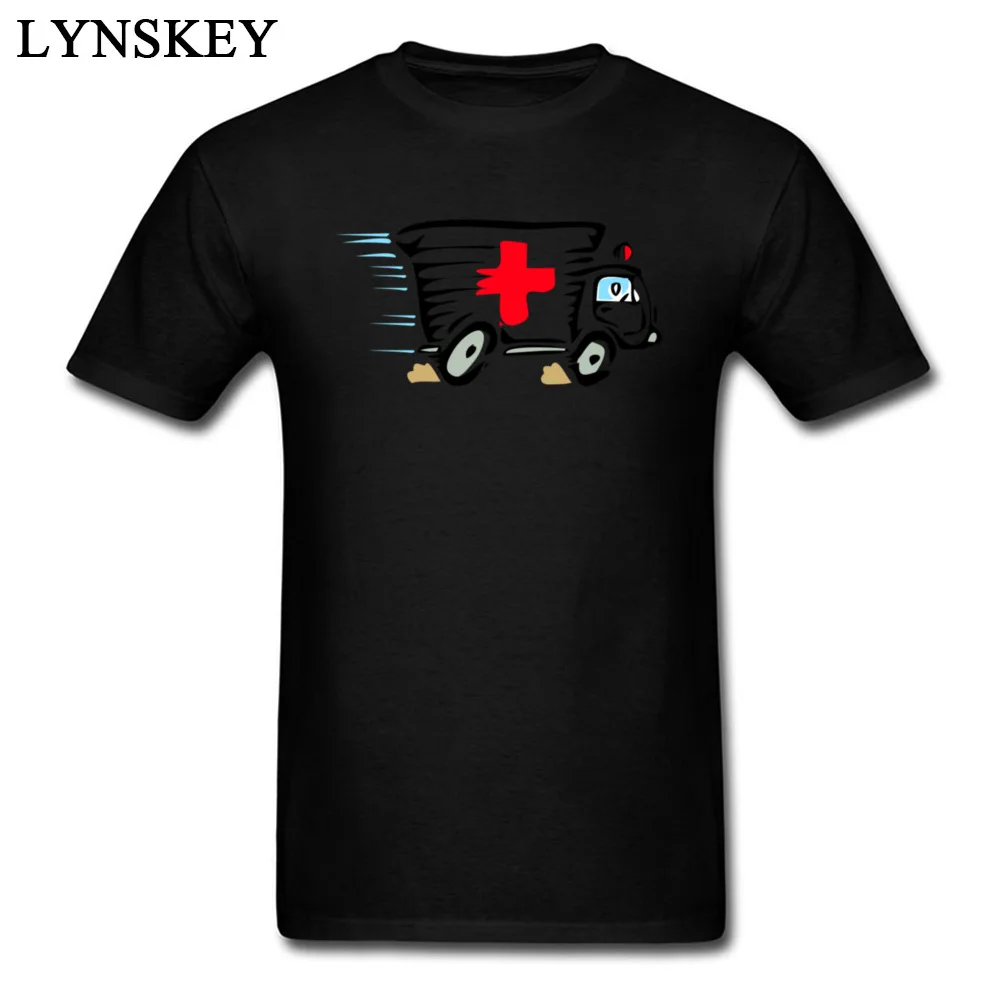 Pure Cotton Boy Short Sleeve Tops T Shirt Ambulance van cartoon art Street Summer T-shirts Casual Slim Fit O-Neck Sweatshirts Ambulance van cartoon art black