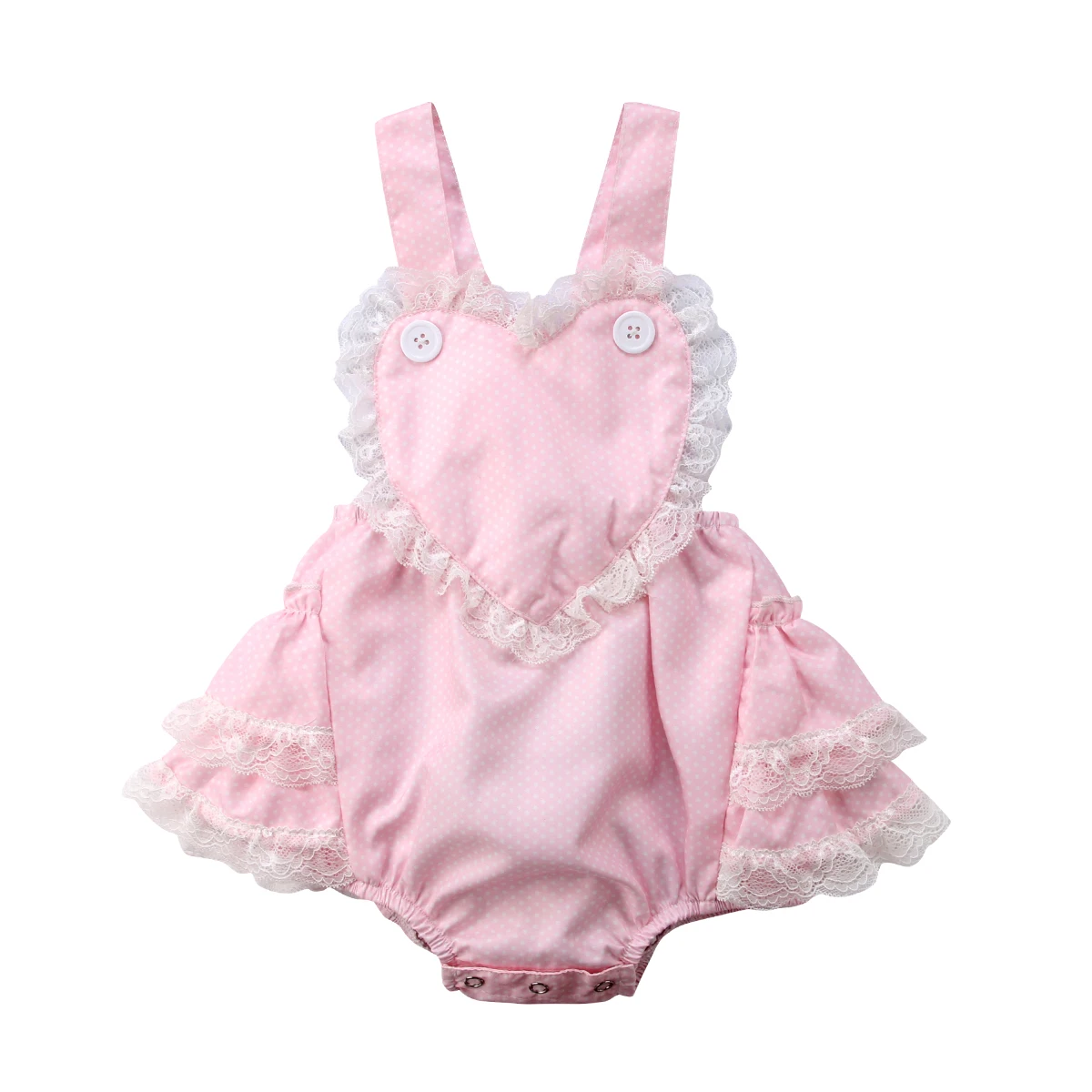 Newborn Infant Baby Girl Heart Romper lace tutu Jumpsuit Outfit Sunsuit