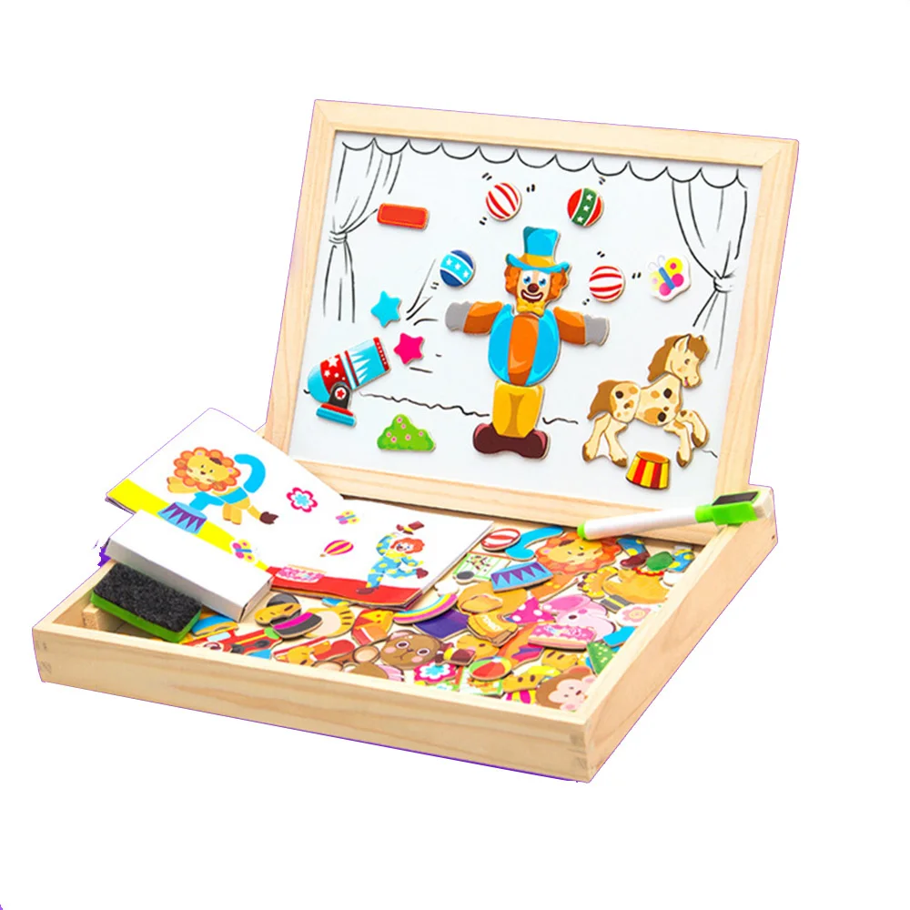 20 Styles 100pc Wooden Magnetic Puzzle Baby Kids Educational Toys Children 3d Puzzle Drawing Board Learning Wood Toys Brinquedos - Цвет: wj3437c