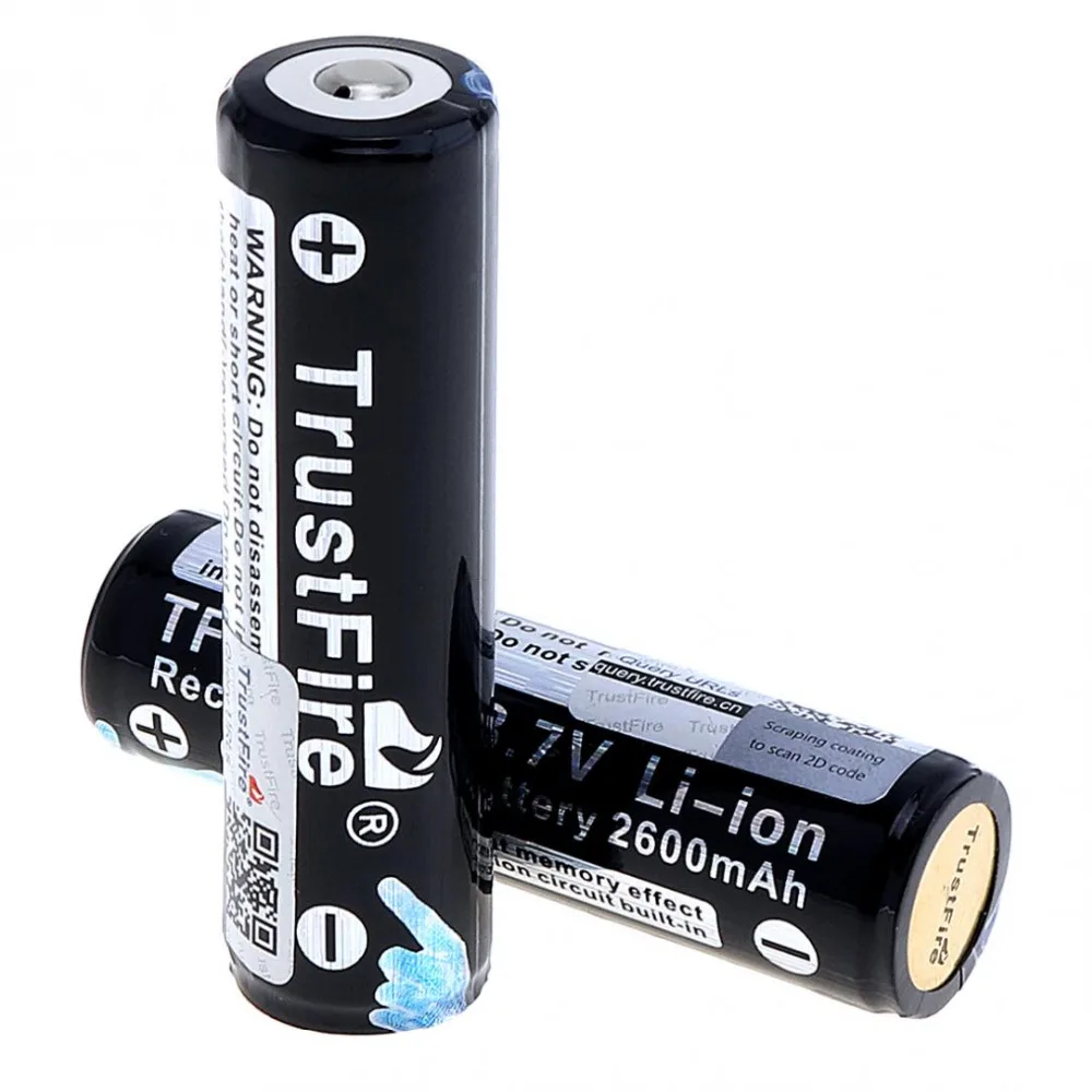 

10pcs/lot High Capacity TrustFire Protected 18650 2600mAh 3.7V Li-ion Rechargeable Battery with Safety Relief Valve