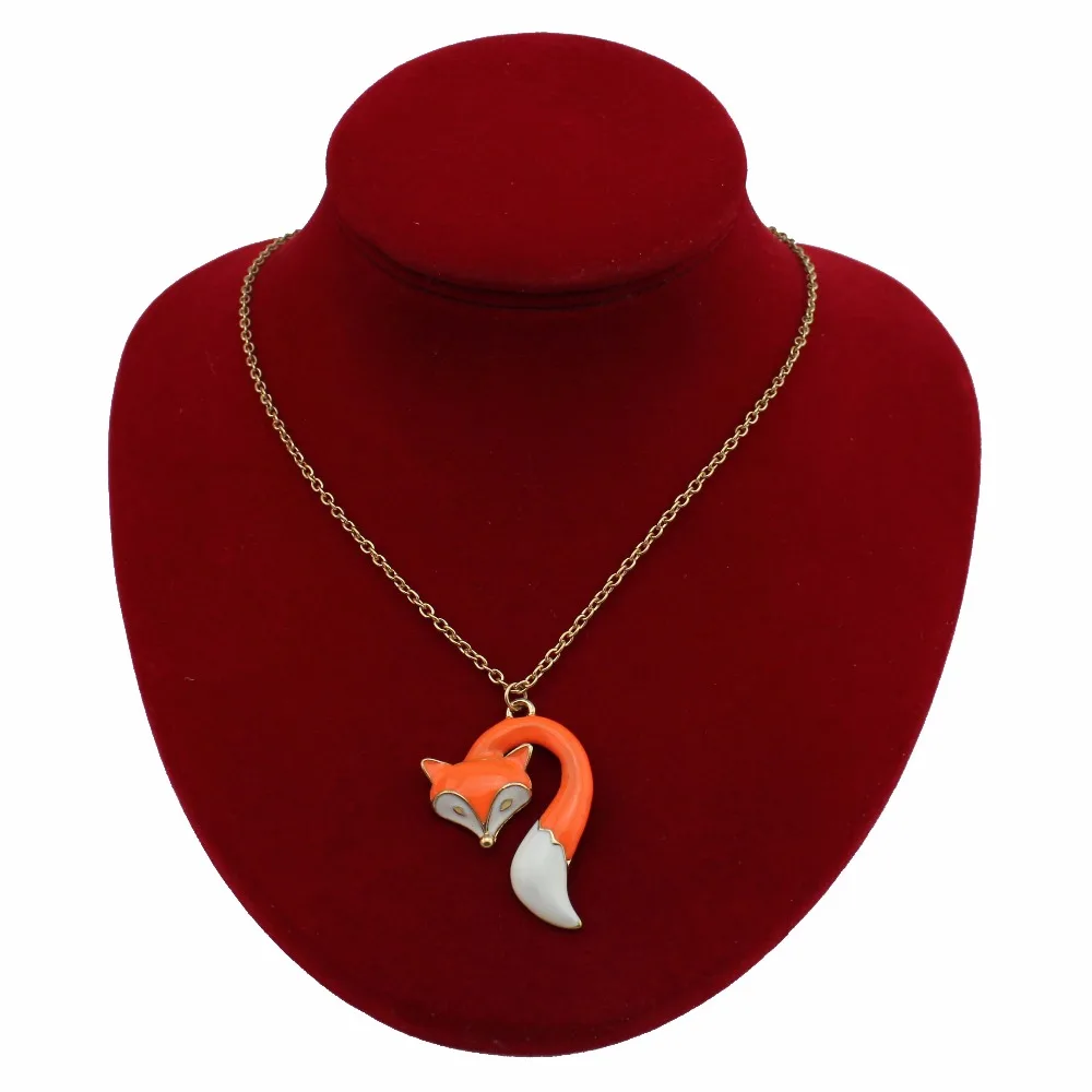 Hapiship 2017 جديد أزياء المرأة مجوهرات الأسود/الأحمر/الأخضر/البرتقال لهجة مجوهرات لطيف الثعلب قلادة 18\