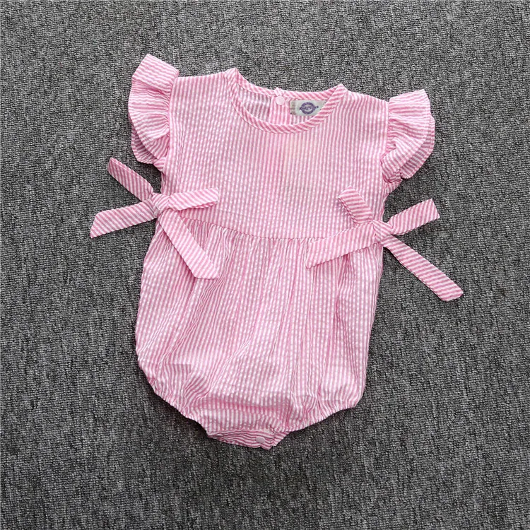 

European and American 100% cotton wholesale summer striped cute Triangle new born babysuit/jumpsuit for baby girl