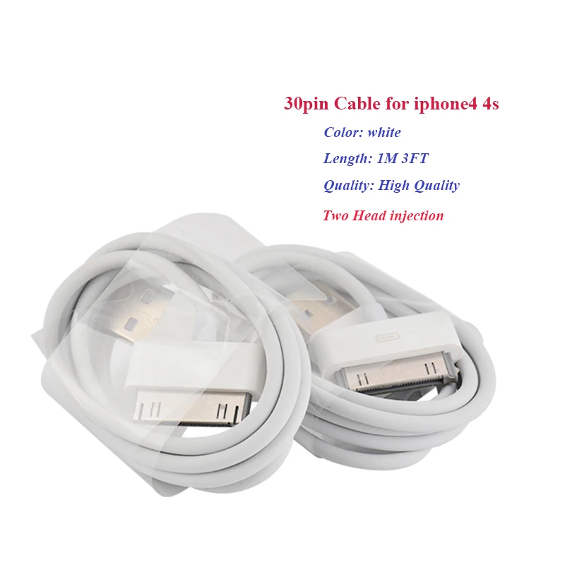 10 шт. 30Pin 1 м белый usb-кабель для передачи данных(синхронизации) и зарядки Зарядное устройство кабель для передачи данных для iPhone 4S 4 Высокое качество USB зарядные шнуры линии для iPad 2/3/4 проводное зарядное устройство