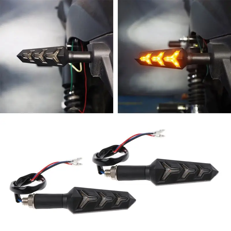 

One Pair Fishbone Shape Motorcycle LED Turn Signal Lights Flexible Indicators Blinker