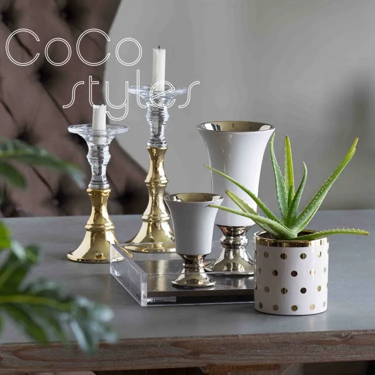 

Cocostyles pretty fashion style plant flower pot with gold edge for modern home decoration accessories