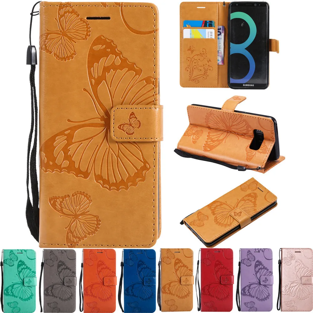 

Butterfly Leather Case For Samsung Galaxy S5 S3 S4 Mini Note 5 4 3 Card Slots Case for Sansung Note 9 8 5 4 3 S6 S7 Edge Fundas