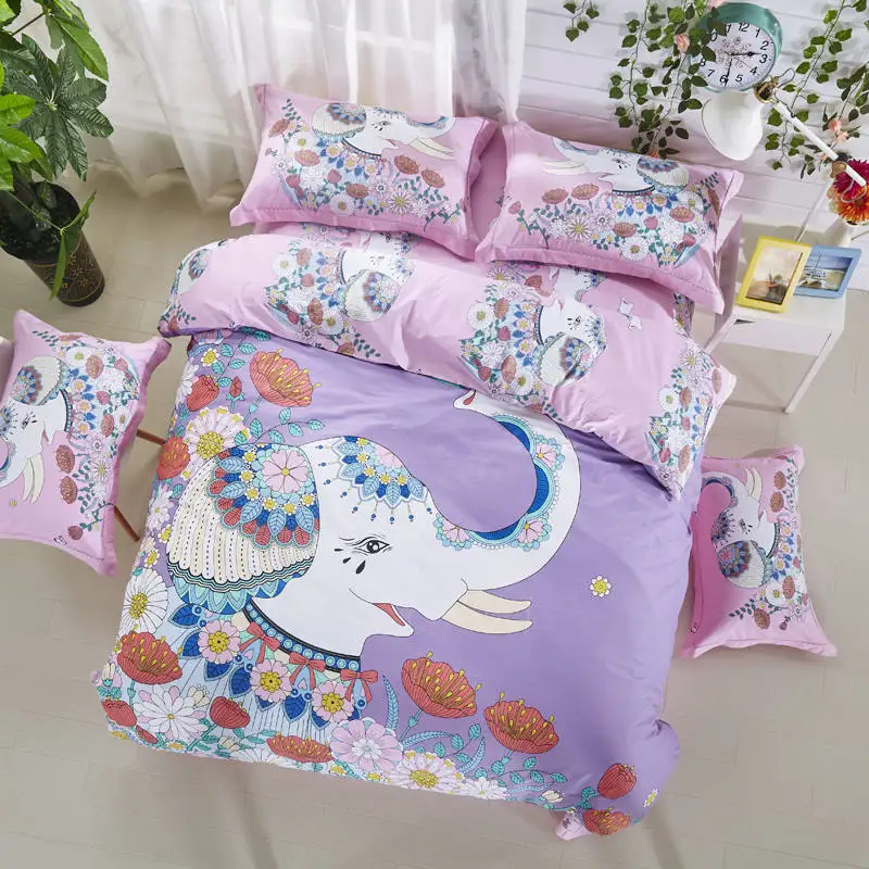

cute Elephant printed bedding sets bedspreads cotton bed quilt/duvet covers Children's Girls bedroom decor Full Queen King size