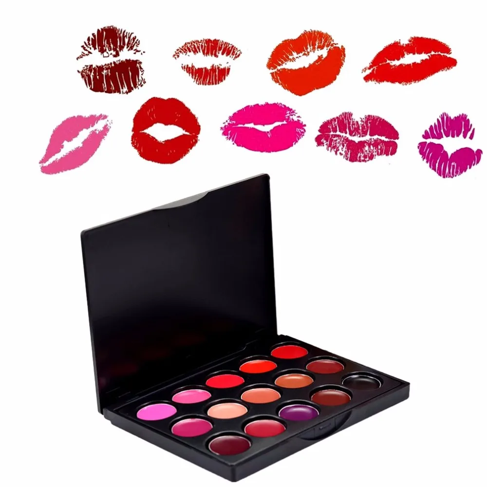 

POPFEEL Mini 15 colors Lip Gloss Palette Mini Portable Design Lip Makeup Tool Professional Lipgloss Palette Kit Sexy 2018 Summer