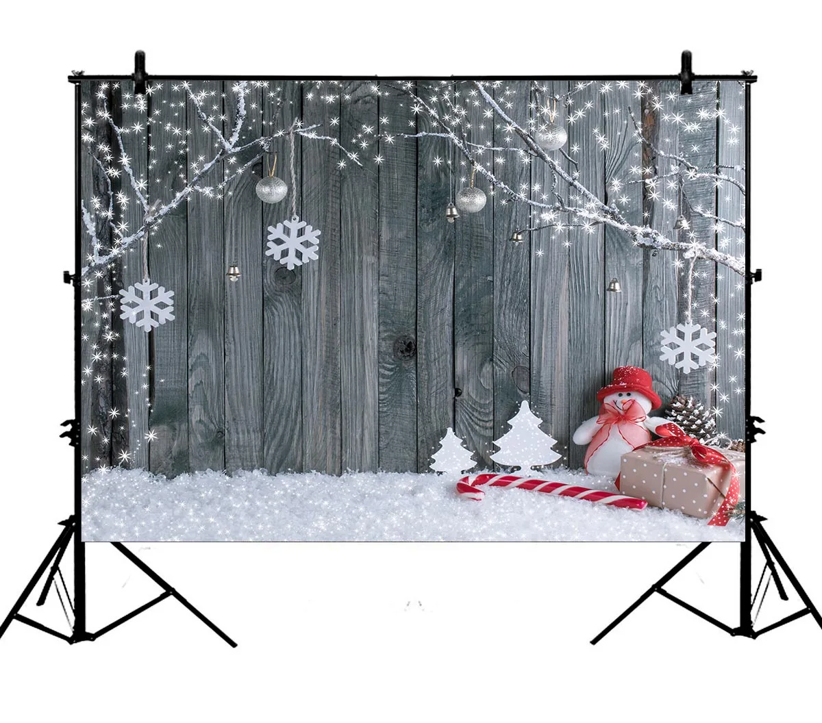 

5x7ft Christmas Wood Wall Bokeh Winter Polyester Photo Background Portrait Backdrop