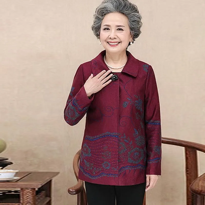 Elderly women coat 60 70 years old grandmother installed 80 mom spring coat PXOS80LEX3536in