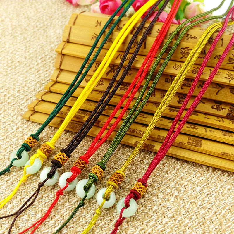 

2pc Hand Knited Necklace silk thread knot cord For Pendant-chalcedony Peace buckle