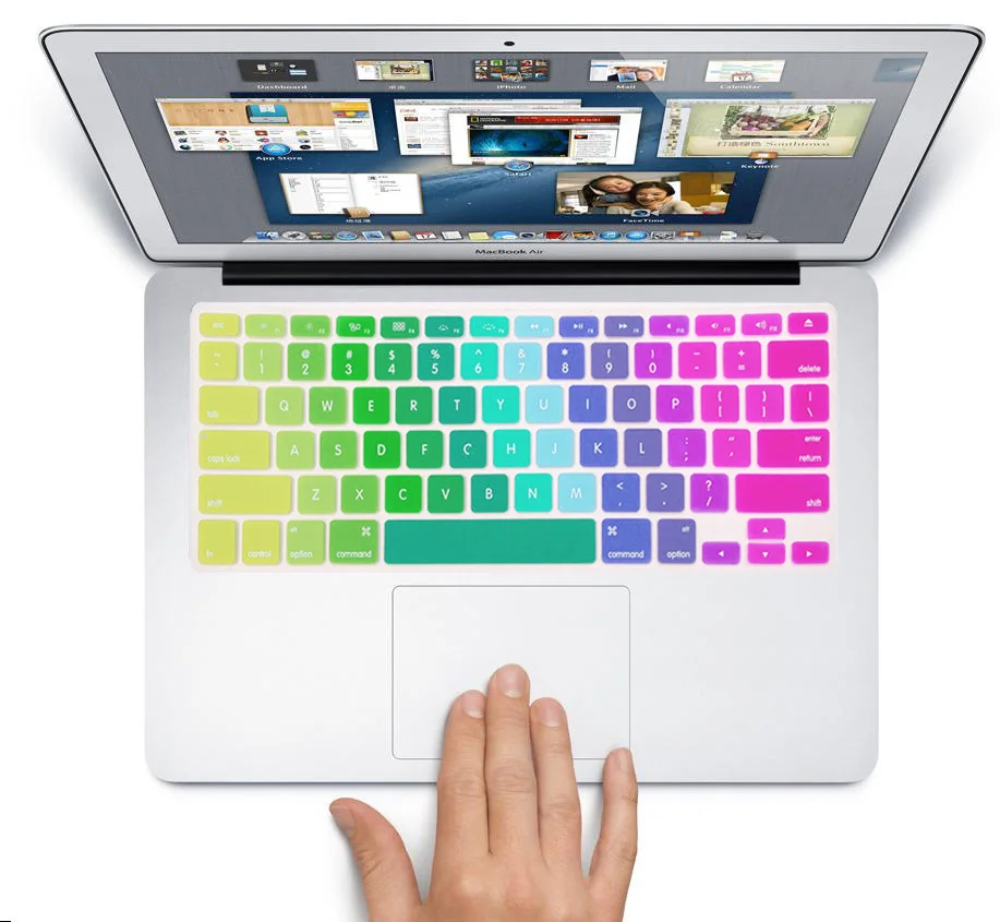 Радужный силиконовый чехол для клавиатуры Apple macbook Air 13 защитные наклейки mac book