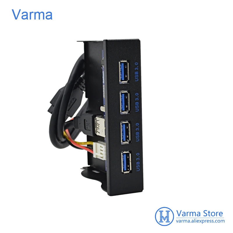 

Varma 4 Ports USB 3.0 Front Panel USB3.0 HUB Adapter Bracket Combo with 15 Pin SATA Power Cable for PC 3.5" FDD Floppy Disk
