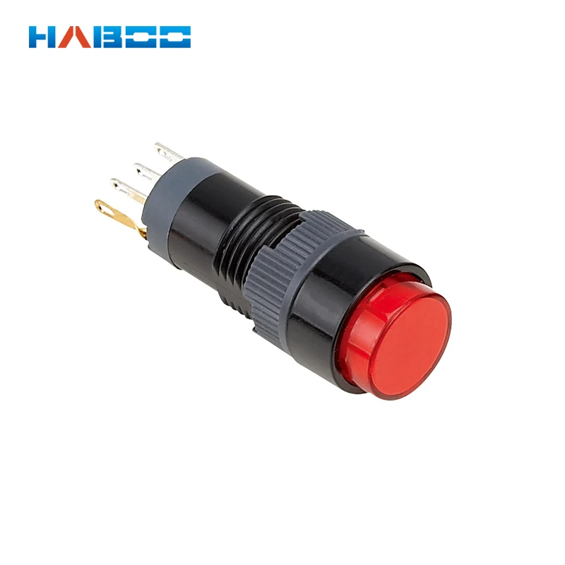 

HABOO dia.12mm led lighted illuminated on off small push button 1NO+1NC