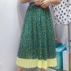 8510-2019 Летний Новый шифон Цветочные Женская плиссированная юбка длинная юбка для девочек