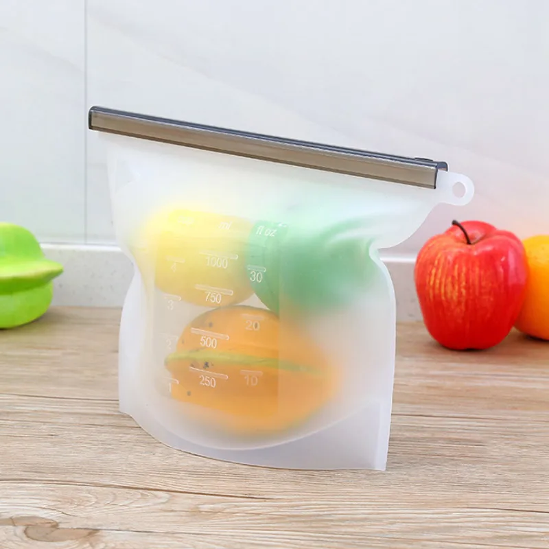 Silicone Food Storage Bags Reusable Fresh Bag Vacuum Sealer for Fruit Meat Milk YU-Home - Цвет: as show