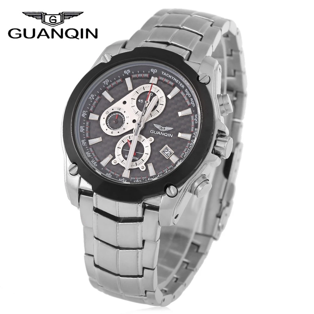 

GUANQIN Men Quartz Watch 10ATM Luminous Chronograph Date Display Sapphire Glass Mirror Wristwatch