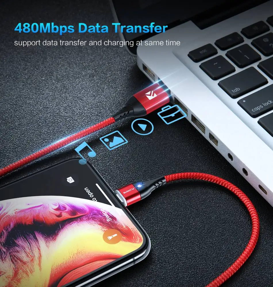 FLOVEME Магнитный usb type-C кабель для samsung S9 S8 Plus 3A быстрое зарядное Освещение телефонный кабель Магнит USB C DataTransfer кабели