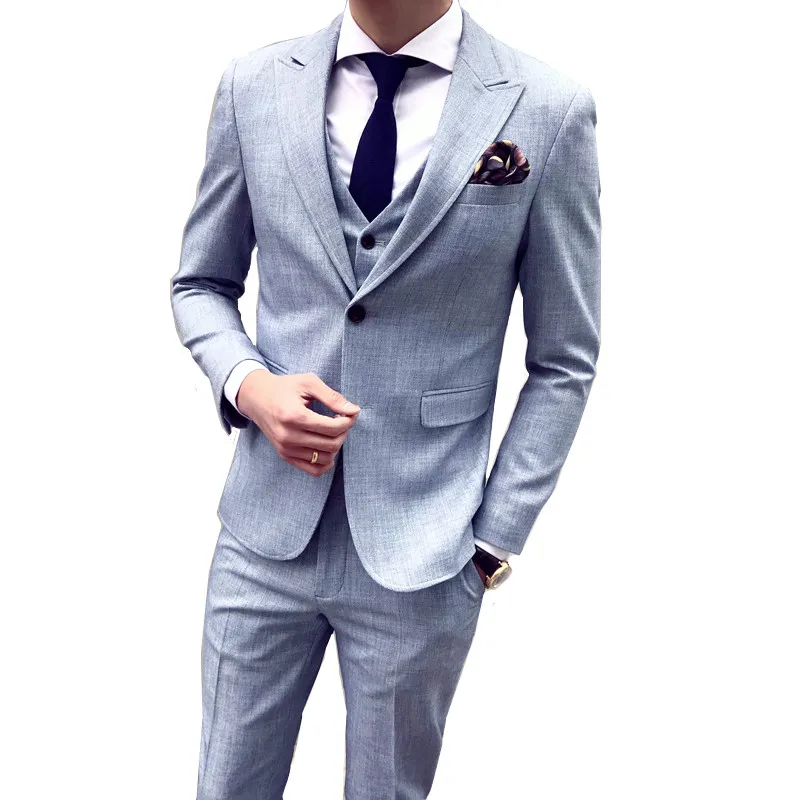 

2019 new men's suits business banquet formal suit 3 piece set (coat vest pants) high-end banquet groom dress male blazer