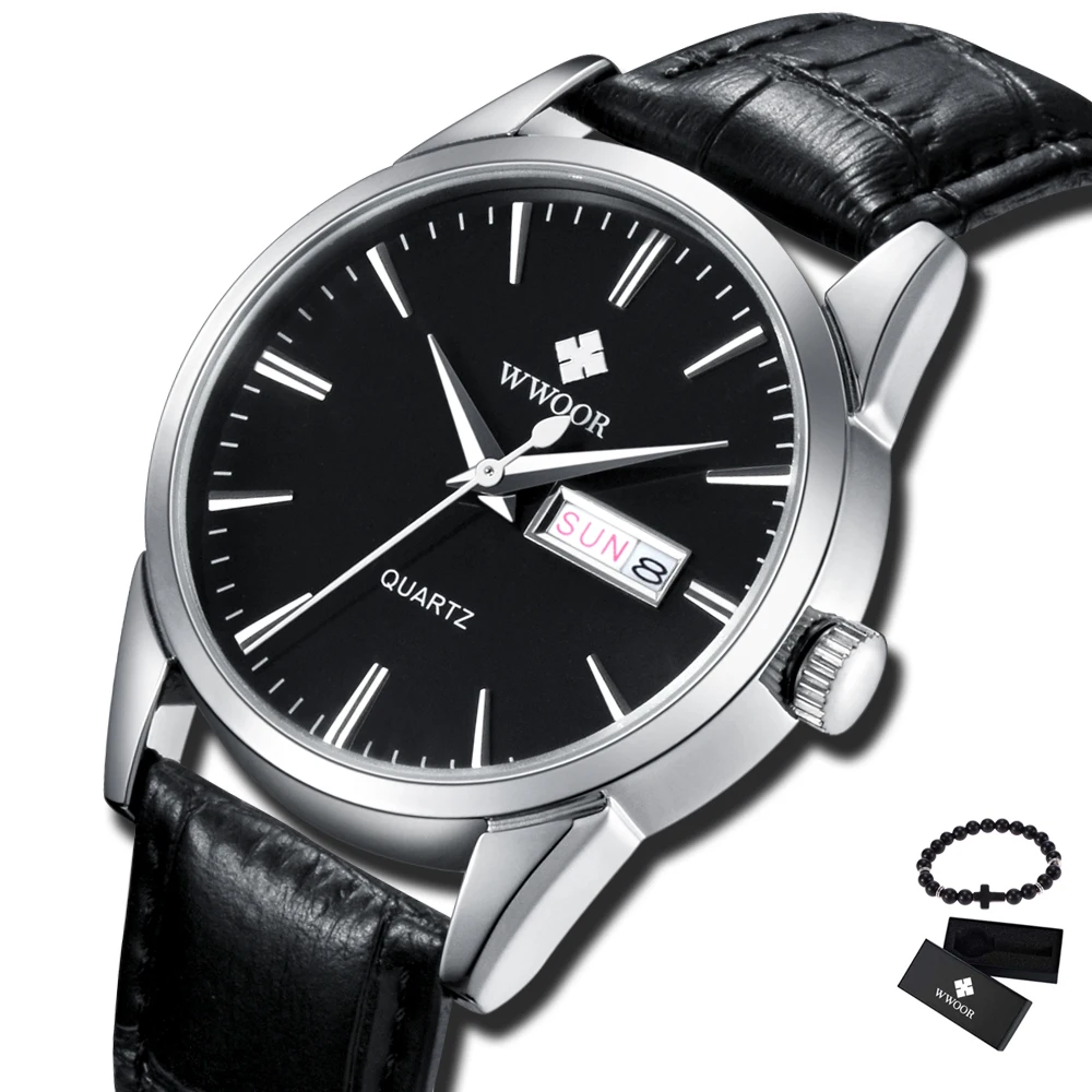 

New WWOOR Top Brand Luxury Fashion Unique Quartz Men Watches Leather Strap Business Sports Wrist Watch Montre Homme Reloj Hombre
