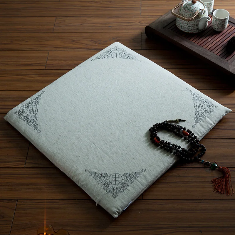 Nobildonna linen cotton embroidery seat pad meditation mat tatami floor
