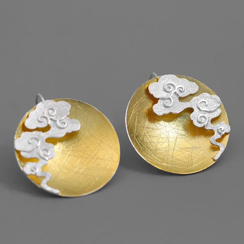 

CMAJOR Designer 925 Sterling Silver Gold Plated Cloud Pattern Drop Earrings Women Girls Original Fine Jewelry Wholesale