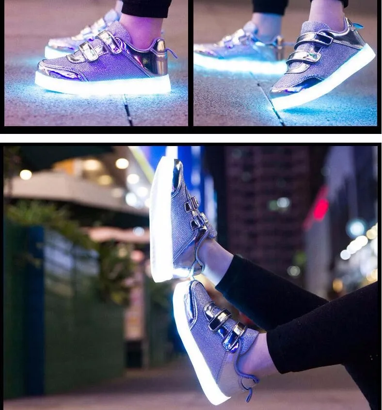 Новинка детские спортивные туфли обувь 8-цвет яркий светодиодная лампа световой модная детская повседневная обувь на плоской подошве Размер 26-35