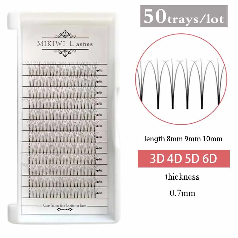 

MIKIWI 12 lines 50 pcs 3d/4d/5d/6d Eyelashes Pre Made Volume fans Individual Premade Russian Volume Eyelash Extension Supplies