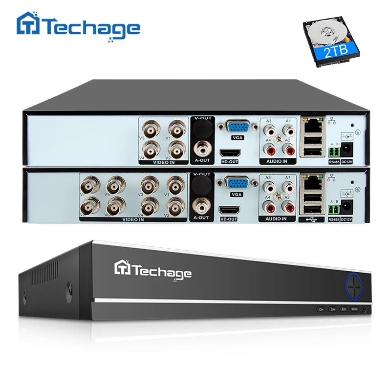 Techage H.264 4CH 8CH 1080P HDMI AHD CCTV DVR NVR HVR 1080N P2P облачный цифровой видеорегистратор для